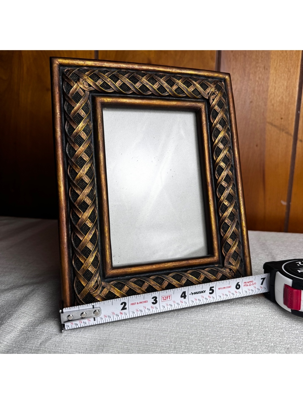 Vintage Bronze Black Braided Picture Frame Holds 4x6 Photo Tabletop Decor - Picture 4 of 6
